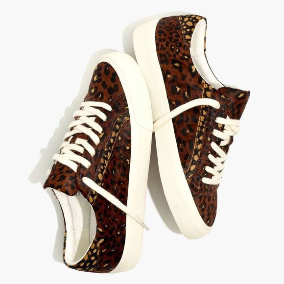 Madewell Sidewalk Low-Top Sneakers in Painted Leopard Colorblock Calf Hair 8 - Picture 1 of 11